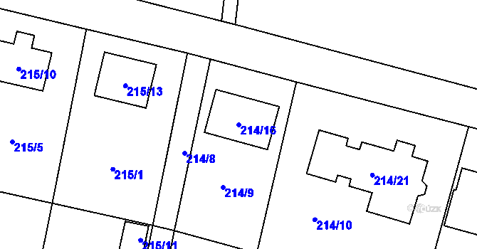 Parcela st. 214/16 v KÚ Radvanice, Katastrální mapa