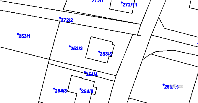 Parcela st. 253/3 v KÚ Radvanice, Katastrální mapa