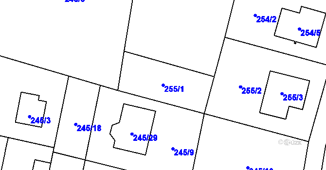 Parcela st. 255/1 v KÚ Radvanice, Katastrální mapa