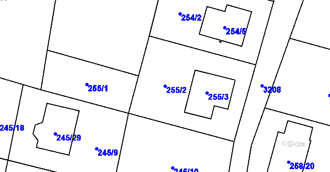 Parcela st. 255/2 v KÚ Radvanice, Katastrální mapa