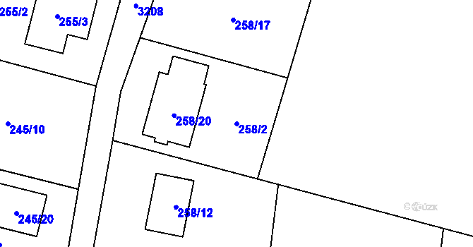 Parcela st. 258/2 v KÚ Radvanice, Katastrální mapa