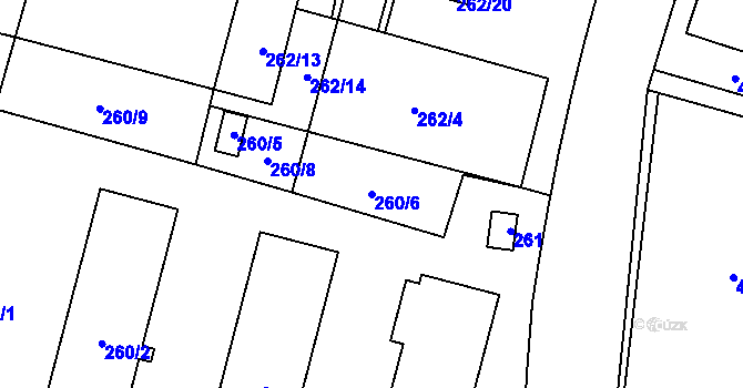 Parcela st. 260/6 v KÚ Radvanice, Katastrální mapa