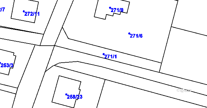 Parcela st. 271/1 v KÚ Radvanice, Katastrální mapa