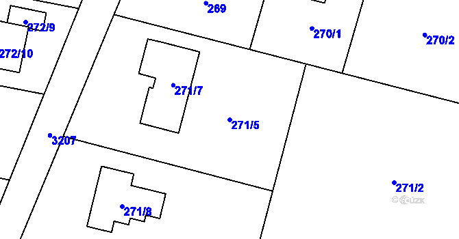 Parcela st. 271/5 v KÚ Radvanice, Katastrální mapa