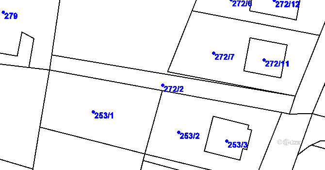 Parcela st. 272/2 v KÚ Radvanice, Katastrální mapa