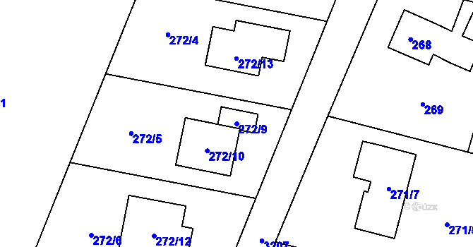 Parcela st. 272/9 v KÚ Radvanice, Katastrální mapa