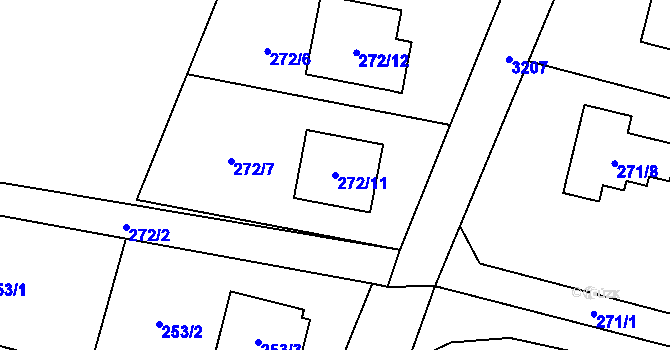 Parcela st. 272/11 v KÚ Radvanice, Katastrální mapa