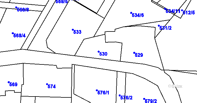 Parcela st. 530 v KÚ Radvanice, Katastrální mapa
