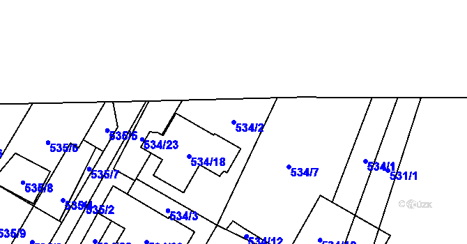 Parcela st. 534/2 v KÚ Radvanice, Katastrální mapa