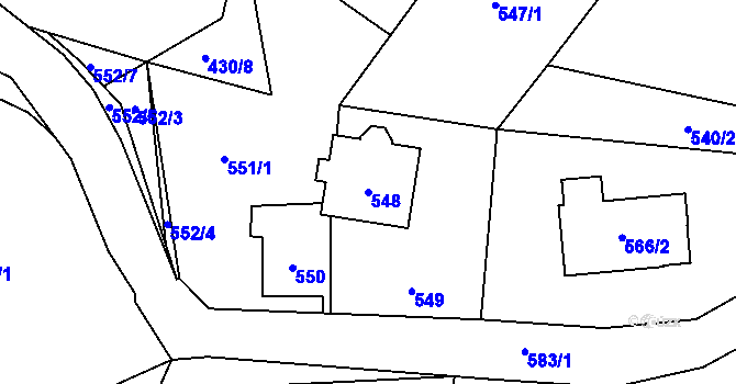 Parcela st. 548 v KÚ Radvanice, Katastrální mapa