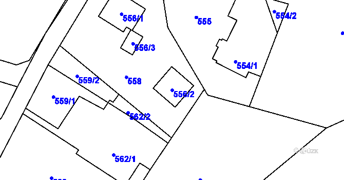 Parcela st. 556/2 v KÚ Radvanice, Katastrální mapa