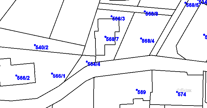 Parcela st. 568/3 v KÚ Radvanice, Katastrální mapa