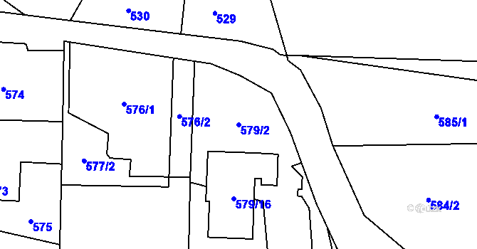 Parcela st. 579/2 v KÚ Radvanice, Katastrální mapa