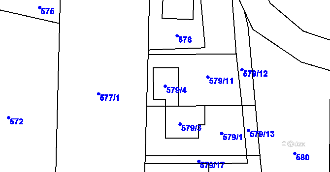 Parcela st. 579/4 v KÚ Radvanice, Katastrální mapa