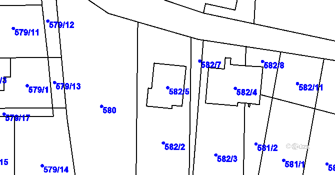 Parcela st. 582/5 v KÚ Radvanice, Katastrální mapa