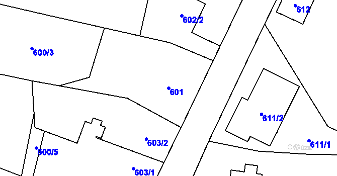 Parcela st. 601 v KÚ Radvanice, Katastrální mapa