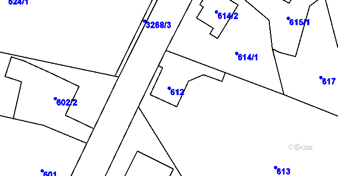 Parcela st. 612 v KÚ Radvanice, Katastrální mapa