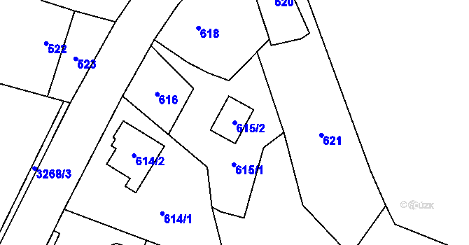 Parcela st. 615/2 v KÚ Radvanice, Katastrální mapa
