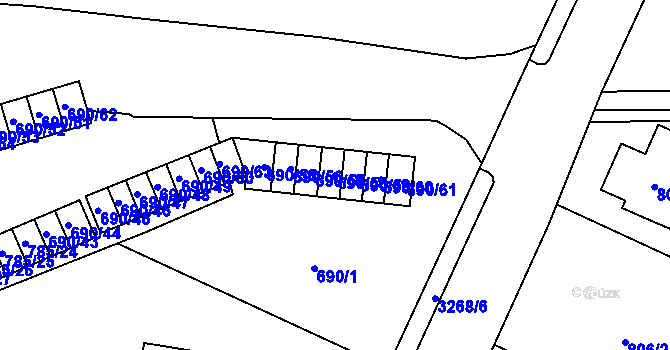 Parcela st. 690/58 v KÚ Radvanice, Katastrální mapa