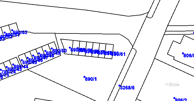 Parcela st. 690/59 v KÚ Radvanice, Katastrální mapa