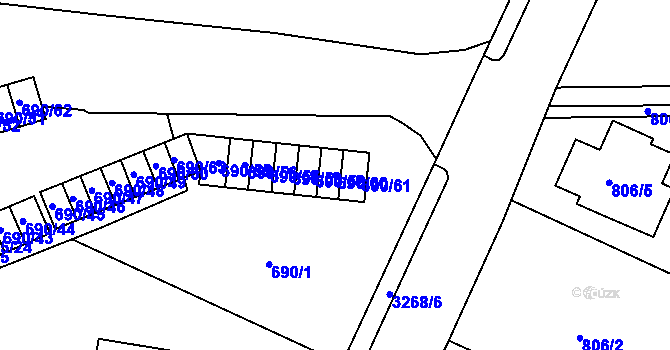 Parcela st. 690/60 v KÚ Radvanice, Katastrální mapa