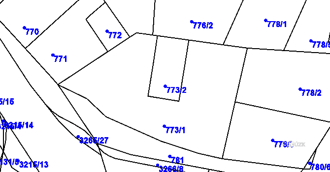 Parcela st. 773/2 v KÚ Radvanice, Katastrální mapa