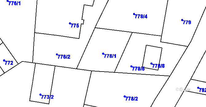 Parcela st. 778/1 v KÚ Radvanice, Katastrální mapa