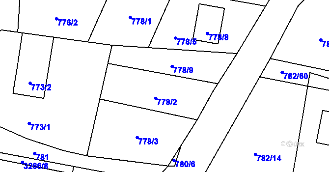 Parcela st. 778/2 v KÚ Radvanice, Katastrální mapa