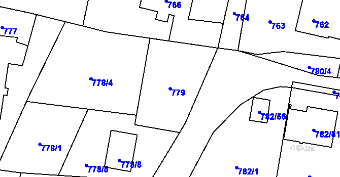 Parcela st. 779 v KÚ Radvanice, Katastrální mapa