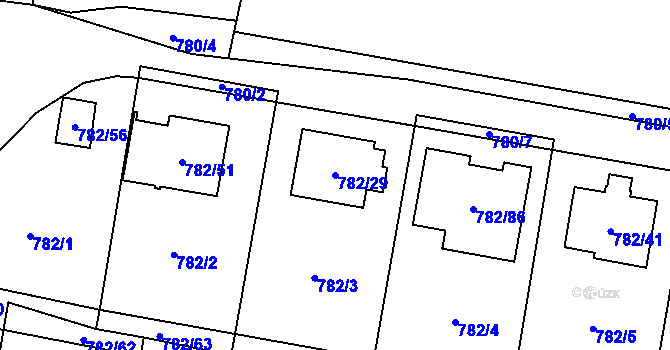 Parcela st. 782/29 v KÚ Radvanice, Katastrální mapa
