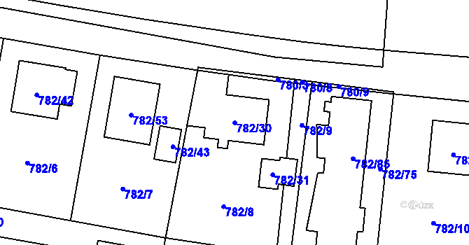 Parcela st. 782/30 v KÚ Radvanice, Katastrální mapa