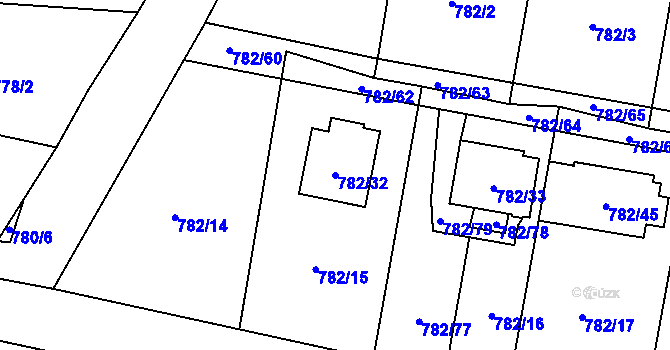 Parcela st. 782/32 v KÚ Radvanice, Katastrální mapa