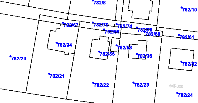 Parcela st. 782/35 v KÚ Radvanice, Katastrální mapa