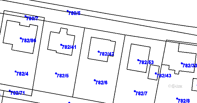 Parcela st. 782/42 v KÚ Radvanice, Katastrální mapa