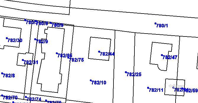 Parcela st. 782/44 v KÚ Radvanice, Katastrální mapa