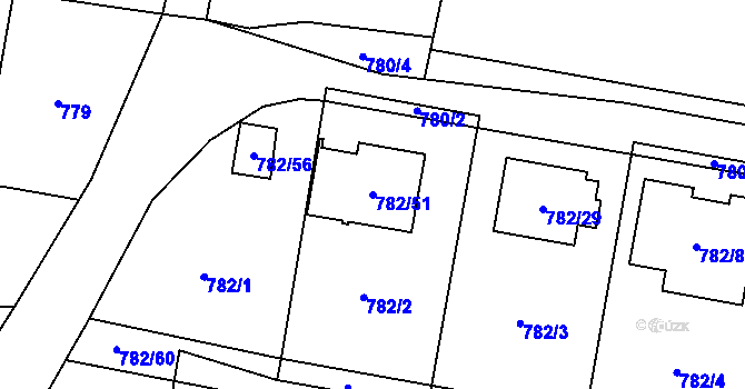Parcela st. 782/51 v KÚ Radvanice, Katastrální mapa