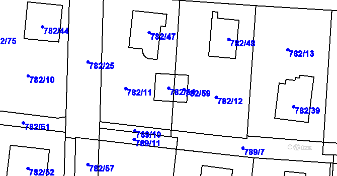 Parcela st. 782/54 v KÚ Radvanice, Katastrální mapa