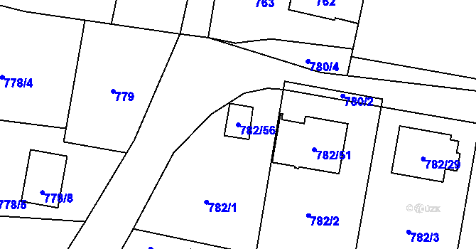 Parcela st. 782/56 v KÚ Radvanice, Katastrální mapa