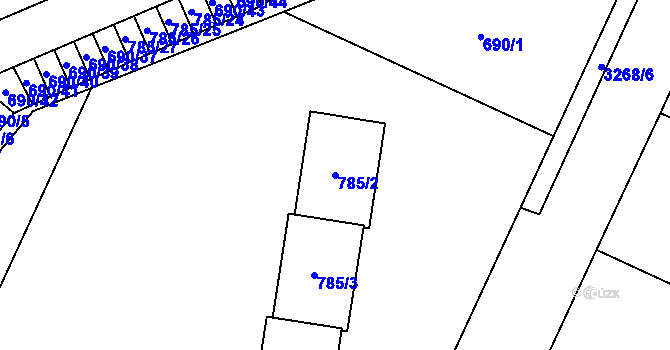Parcela st. 785/2 v KÚ Radvanice, Katastrální mapa