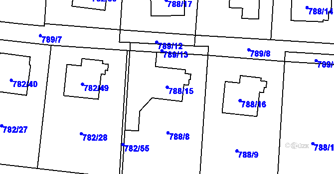 Parcela st. 788/15 v KÚ Radvanice, Katastrální mapa
