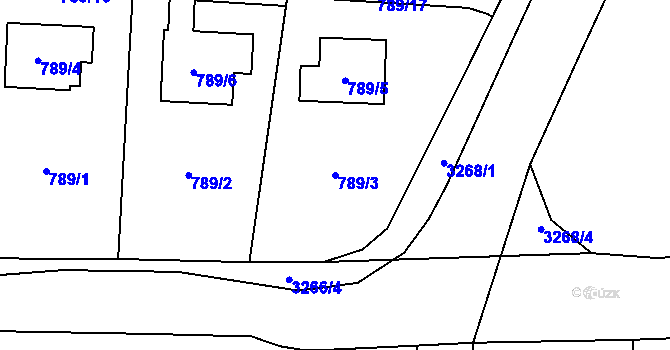 Parcela st. 789/3 v KÚ Radvanice, Katastrální mapa