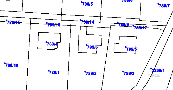 Parcela st. 789/6 v KÚ Radvanice, Katastrální mapa
