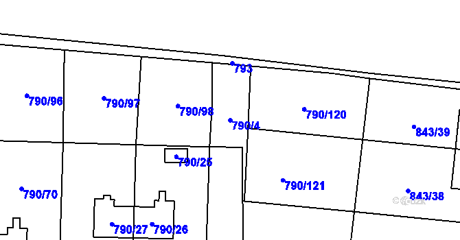 Parcela st. 790/4 v KÚ Radvanice, Katastrální mapa