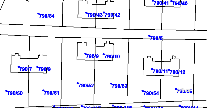 Parcela st. 790/10 v KÚ Radvanice, Katastrální mapa