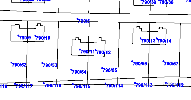 Parcela st. 790/12 v KÚ Radvanice, Katastrální mapa
