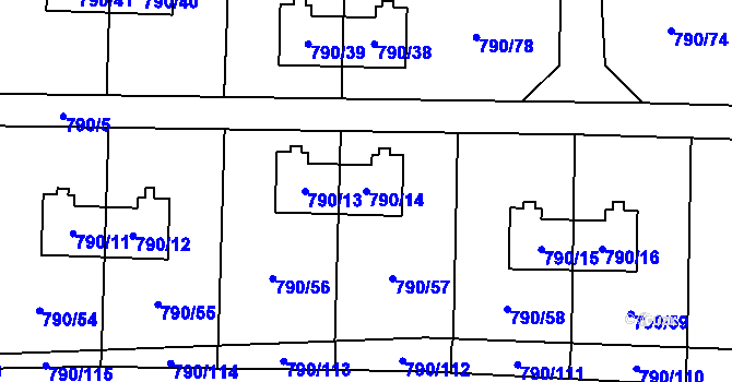 Parcela st. 790/14 v KÚ Radvanice, Katastrální mapa
