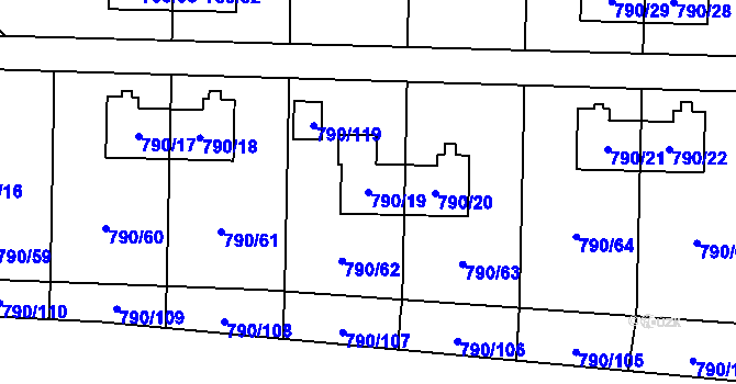 Parcela st. 790/19 v KÚ Radvanice, Katastrální mapa