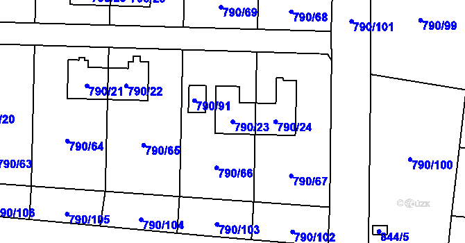 Parcela st. 790/23 v KÚ Radvanice, Katastrální mapa
