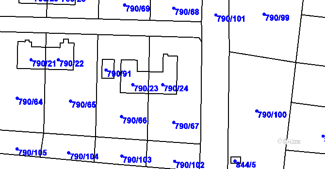 Parcela st. 790/24 v KÚ Radvanice, Katastrální mapa