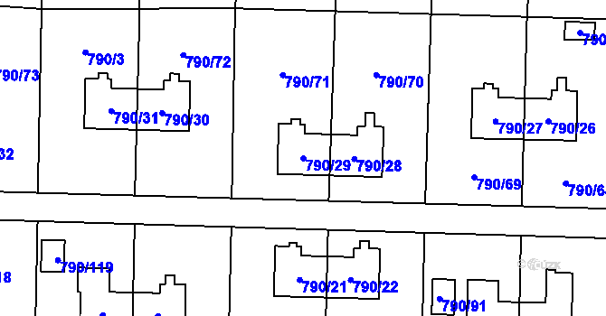 Parcela st. 790/29 v KÚ Radvanice, Katastrální mapa